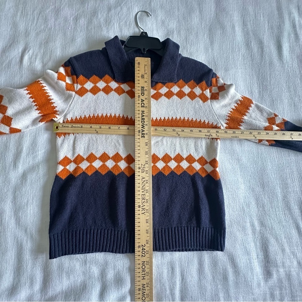 Vintage Eagles Eye Sweater Womens M Chevron Argyle Full Zip Pullover Knit Retro - Picture 4 of 7